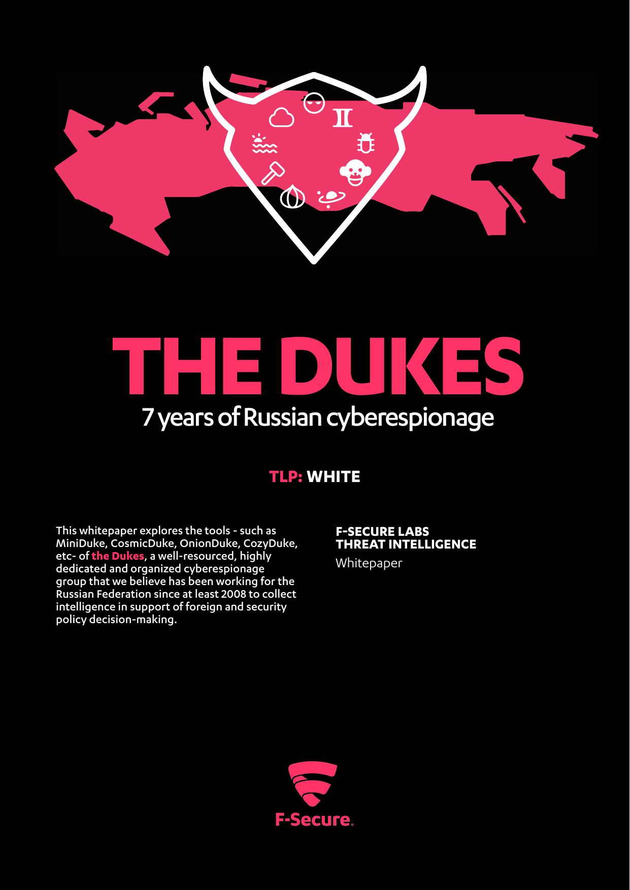 The Dukes: 7 years of Russian cyberespionage