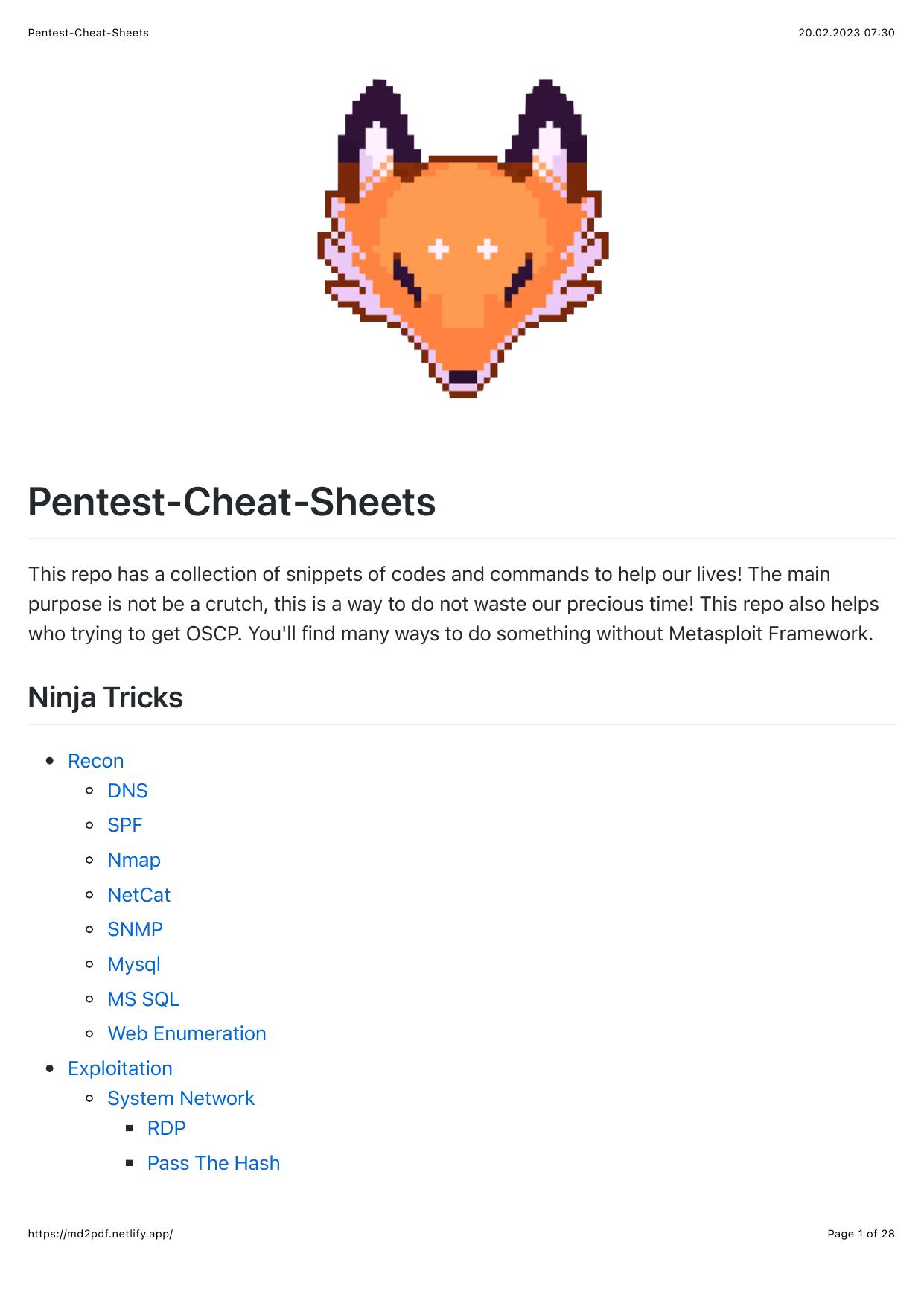 Pentesting Cheat Sheet