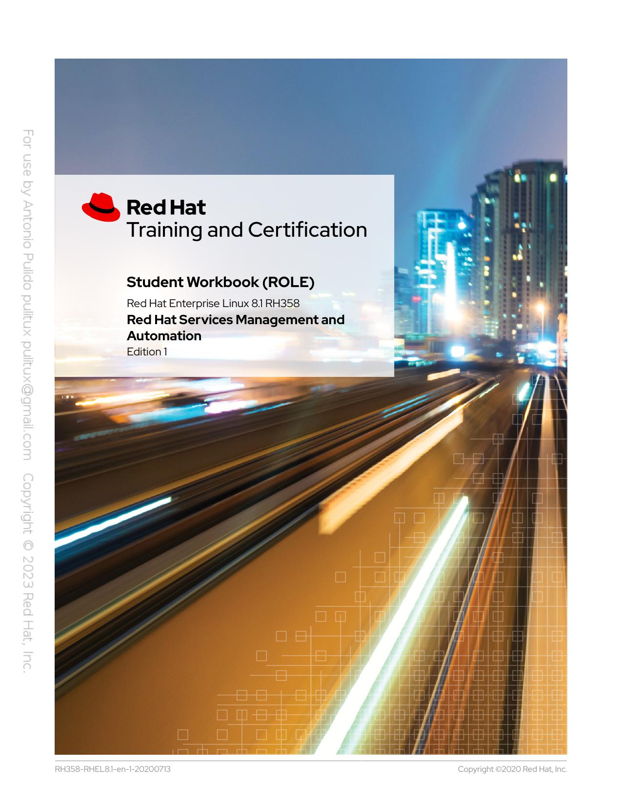 Red Hat Services Management and Automation - Student Workbook