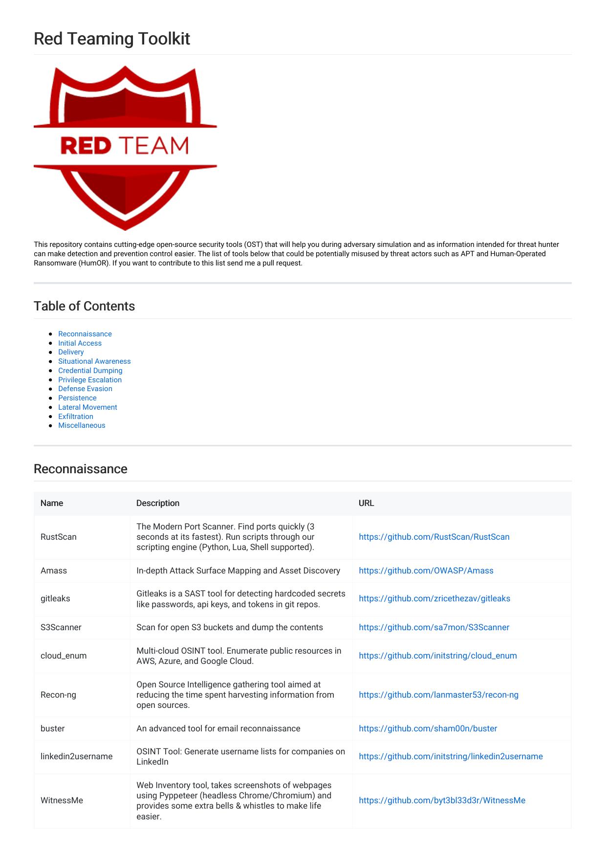 Red Team Toolkit Guide