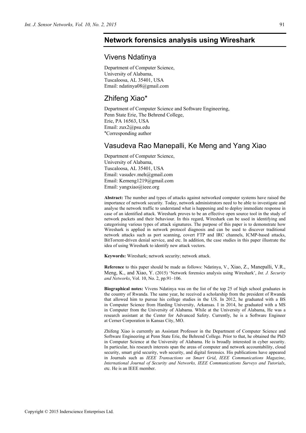 Network forensics analysis using Wireshark